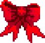 pixel art of a red bow